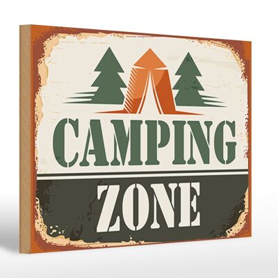 Cartel de madera Camping 30x20cm Zona de acampada al aire libre