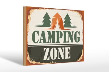 Panneau en bois Camping 30x20cm Camping Zone Outdoor 1