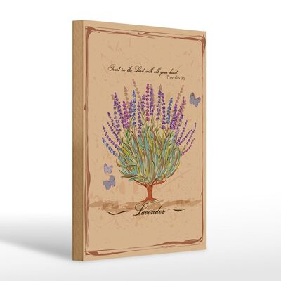 Panneau en bois lavande 20x30cm confiance au seigneur avec tous