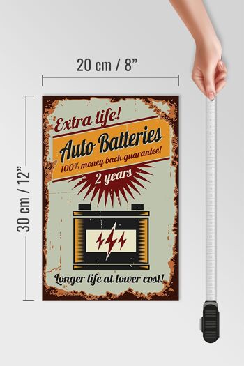 Panneau en bois rétro 20x30cm Batteries de voiture extra life 4