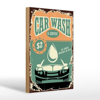 Holzschild Retro 20x30cm Car Wash Service mechanic on duty