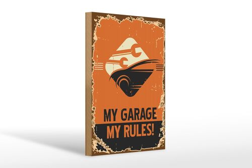 Holzschild Retro 20x30cm Auto my garage my rules