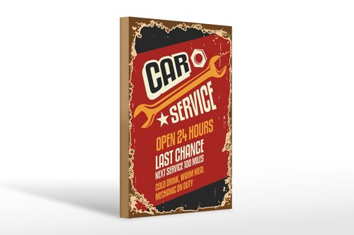 Holzschild Retro 20x30cm Car Service open 24 hours Auto