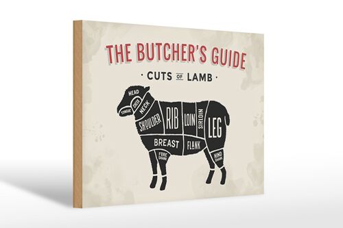 Holzschild Lamm 30x20cm Lamb cuts Metzgerei Fleisch