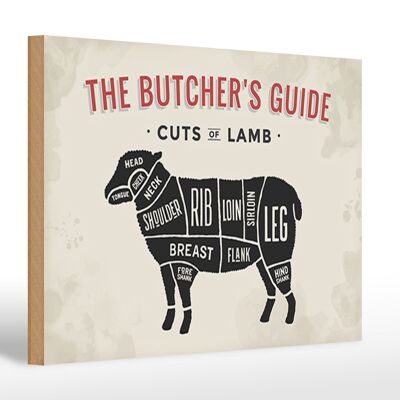 Holzschild Lamm 30x20cm Lamb cuts Metzgerei Fleisch