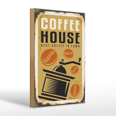 Cartel de madera retro 20x30cm Coffee Coffee House mejor de la ciudad