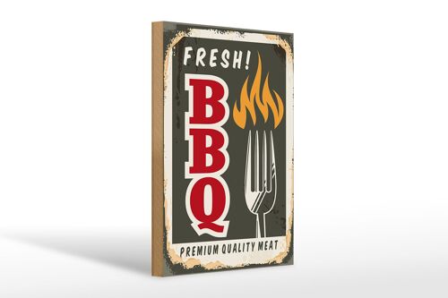 Holzschild Retro 20x30 fresh! BBQ Premium Quality meat