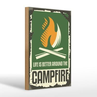 Wooden sign Camping 20x30cm campfire life is better