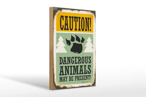 Holzschild Retro 20x30cm Caution dangerous animals