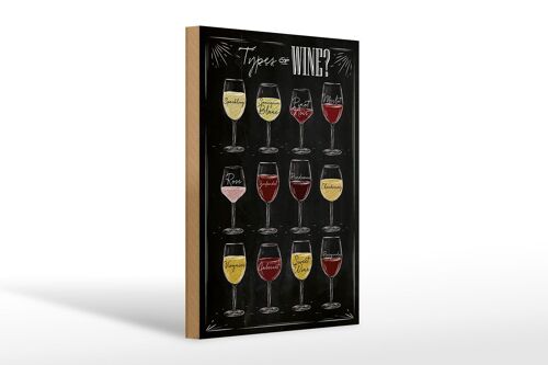 Holzschild Wein 20x30cm Types of wine Merlot Rose Alkohol