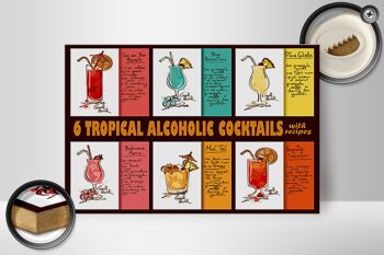 Panneau en bois 30x20cm 6 recettes de cocktails tropicaux 2