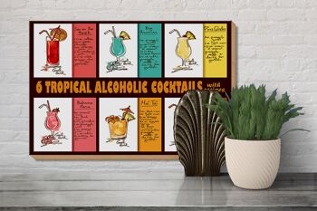 Panneau en bois 30x20cm 6 recettes de cocktails tropicaux 3