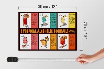 Panneau en bois 30x20cm 6 recettes de cocktails tropicaux 4