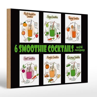 Holzschild 30x20cm 6 smoothie cocktails