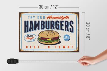 Panneau en bois rétro 30x20cm hamburgers best in town 4