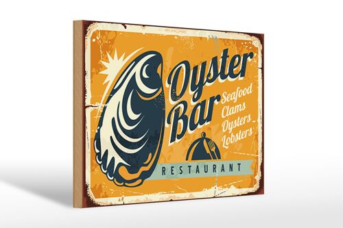 Holzschild Retro 30x20cm Oyster Bar Seafood Restaurant