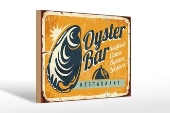 Panneau en bois rétro 30x20cm Bar à Huîtres Restaurant de Fruits de Mer 1