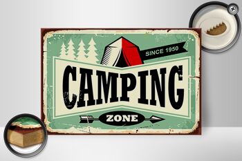 Panneau en bois rétro 30x20cm Camping Zone Outdoor Adventure 2
