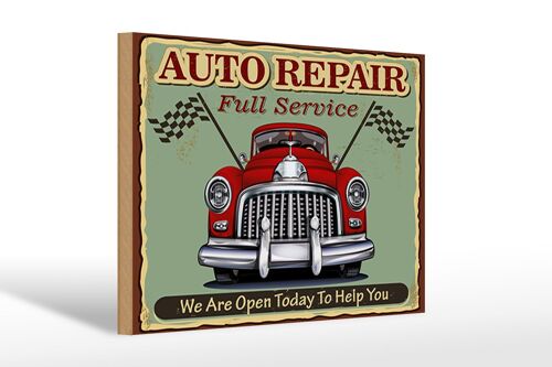 Holzschild Retro 30x20cm Auto repair full Service