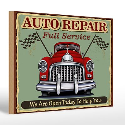 Holzschild Retro 30x20cm Auto repair full Service