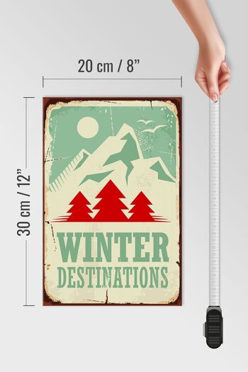 Panneau en bois rétro 20x30cm ski destinations hiver aventure 4