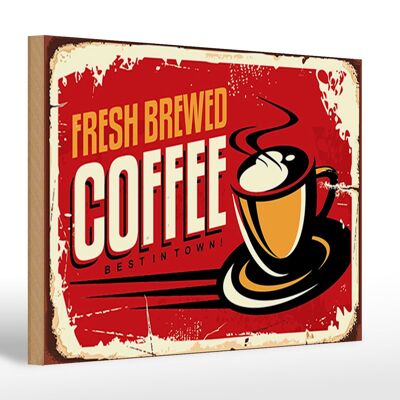 Holzschild Retro 30x20cm Kaffee best Coffee in town rotes Schild