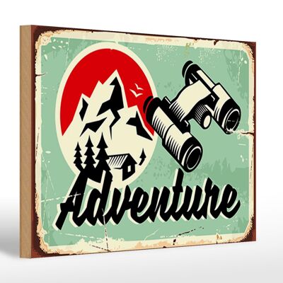 Panneau en bois rétro 30x20cm Adventure Adventure Outdoor