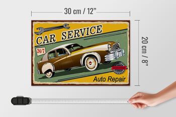 Panneau en bois rétro 30x20cm Car Service 24/7 Réparation automobile 4