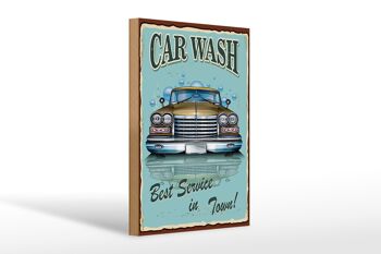 Panneau en bois rétro 20x30cm Car Wash meilleur service en ville 1