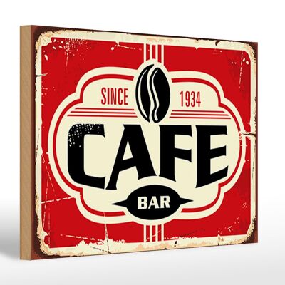 Holzschild Retro 30x20cm Cafe bar Kaffee since 1934