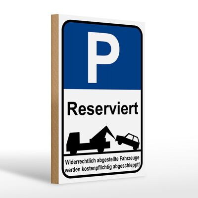 Letrero de madera parking 20x30cm cartel de plaza de aparcamiento P reservado