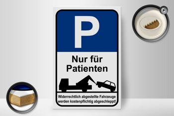 Panneau en bois parking 20x30cm panneau de stationnement uniquement patients 2