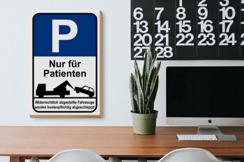 Panneau en bois parking 20x30cm panneau de stationnement uniquement patients 3