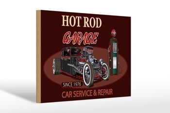 Panneau en bois voiture 30x20cm hot rod Garage réparation de service automobile 1
