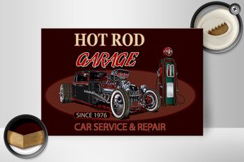 Panneau en bois voiture 30x20cm hot rod Garage réparation de service automobile 2