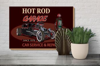 Panneau en bois voiture 30x20cm hot rod Garage réparation de service automobile 3