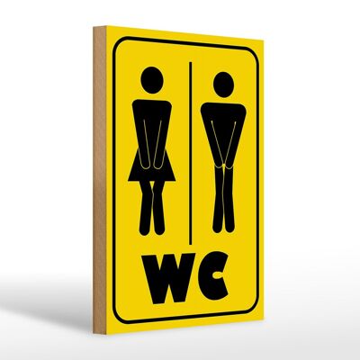 Wooden sign notice 20x30cm WC pictogram toilet mural