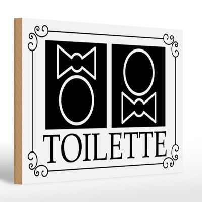 Panneau en bois toilettes 30x20cm pictogramme toilettes