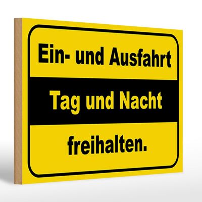 Wooden sign notice 30x20cm keep exit clear day night