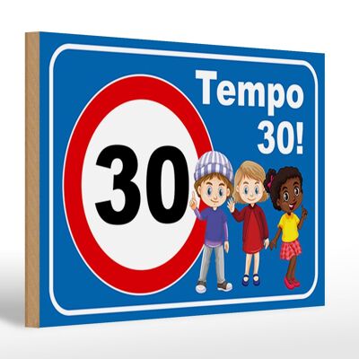 Letrero de madera nota 30x20cm Tempo 30 niños