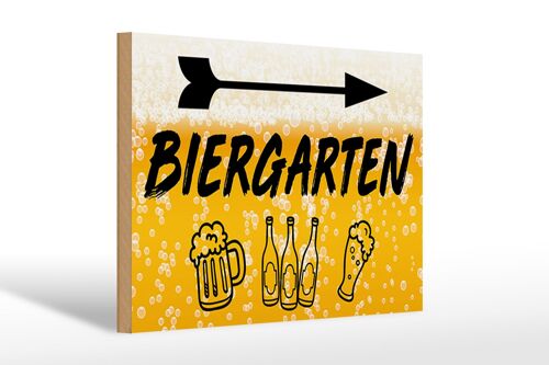 Holzschild 30x20cm Biergarten rechts Bier Geschenk