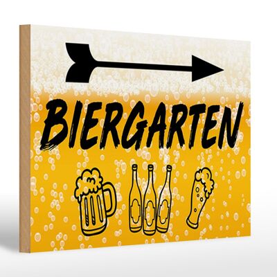 Holzschild 30x20cm Biergarten rechts Bier Geschenk