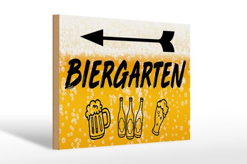 Holzschild 30x20cm Biergarten links Bier Geschenk