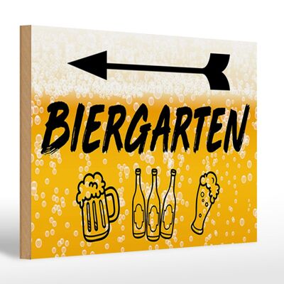 Holzschild 30x20cm Biergarten links Bier Geschenk