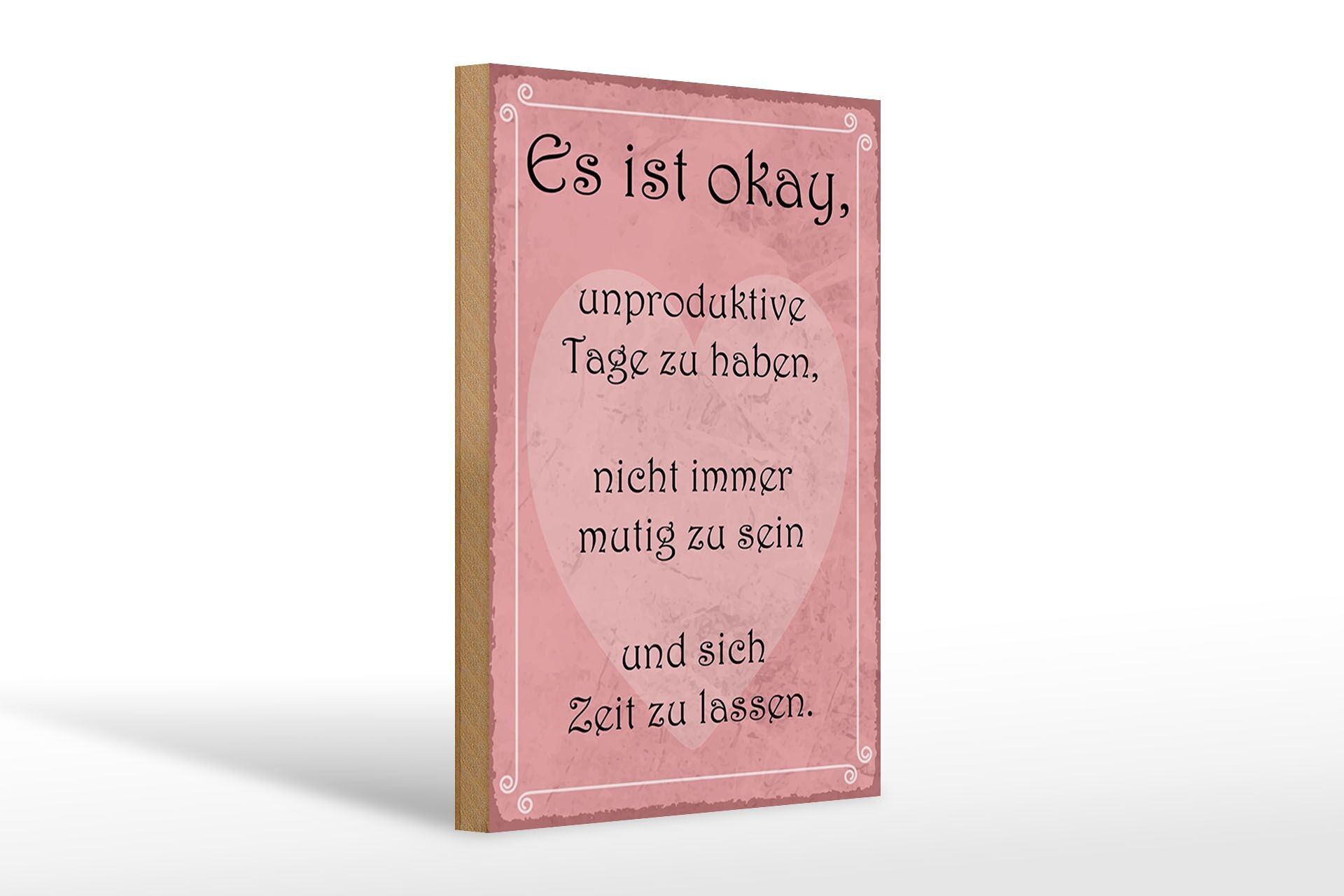 Cartello in legno 20x30 cm che dice che va bene avere giorni improduttivi