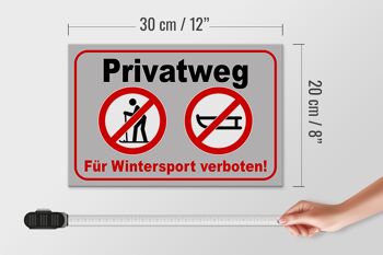 Panneau en bois chemin privé 30x20cm interdit aux sports d'hiver 4