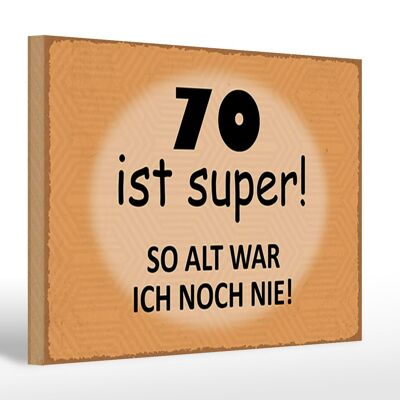 Cartel de madera que dice 30x20cm 70 aniversario cumpleaños
