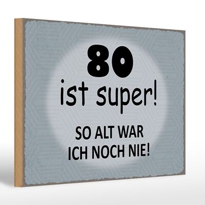 Cartello in legno con scritta 30x20 cm compleanno 80° anniversario