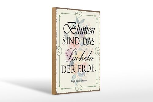 Holzschild Spruch 20x30cm Blumen sind das Lächeln der Erde weißes Schild