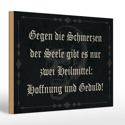 Holzschild Spruch 30x20cm Schmerzen Seele zwei Heilmittel